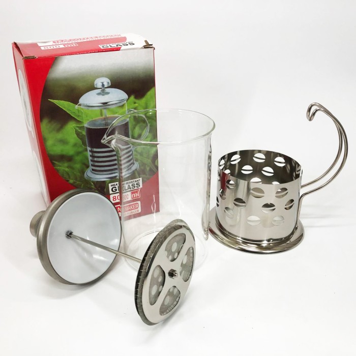 Френч-прес для кафе Unique UN-1153 0.8 л, Оригінальний заварник для чаю, Заварний скляний чайник IU-95