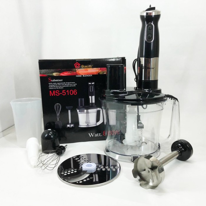 Подрібнювач електричний блендер настільний побутовий Domotec MS-5106 800 W, Блендер-комбайн з насадками DS-95