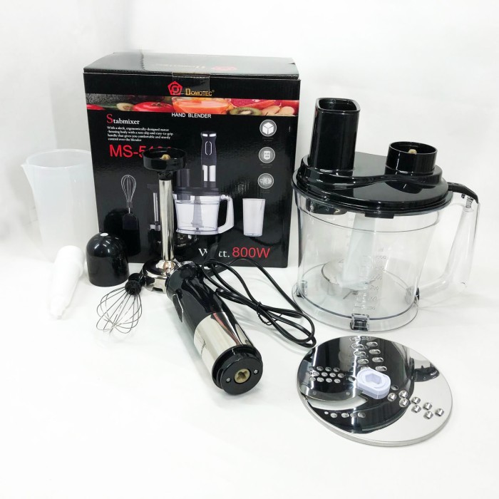 Подрібнювач електричний блендер настільний побутовий Domotec MS-5106 800 W, Блендер-комбайн з насадками DS-95