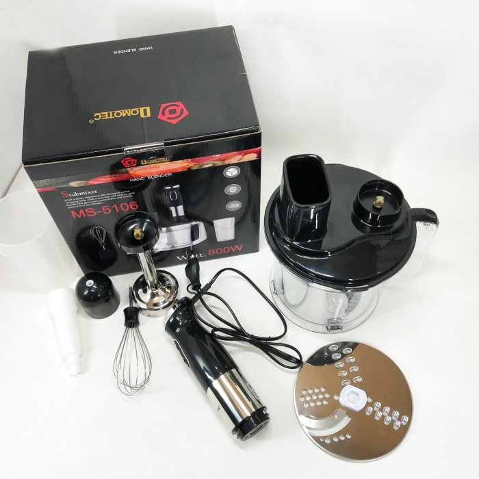 Подрібнювач електричний блендер настільний побутовий Domotec MS-5106 800 W, Блендер-комбайн з насадками DS-95
