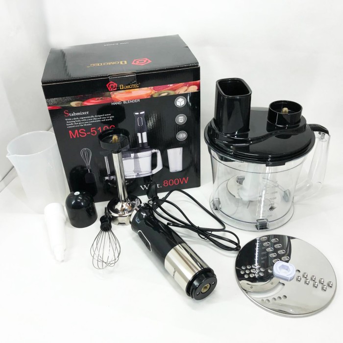 Подрібнювач електричний блендер настільний побутовий Domotec MS-5106 800 W, Блендер-комбайн з насадками DS-95