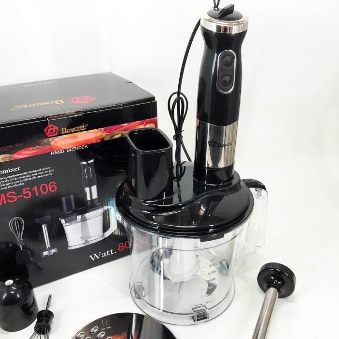 Подрібнювач електричний блендер настільний побутовий Domotec MS-5106 800 W, Блендер-комбайн з насадками DS-95