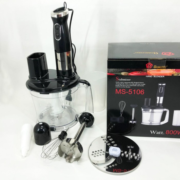 Блендер з гострими сталевими лезами Domotec MS-5106 800 W, Блендер для подрібнення дитячого пюре VC-96