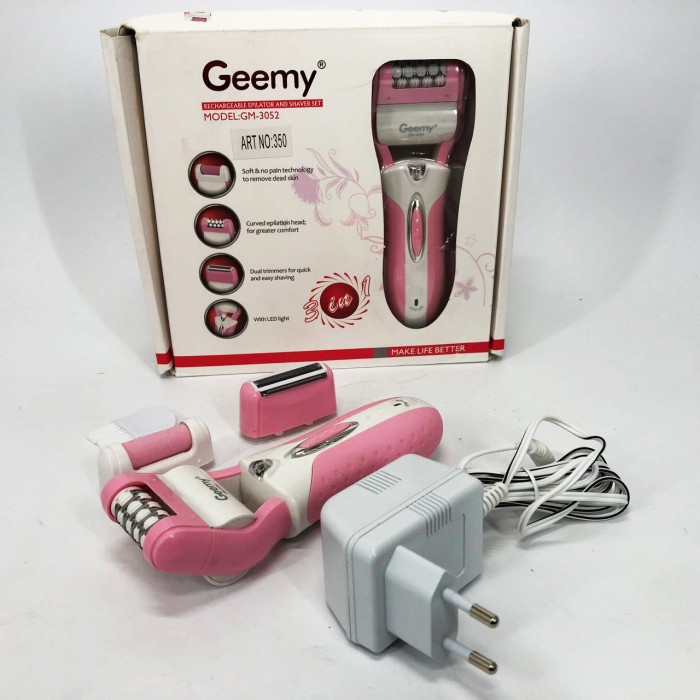 Бікіні-триммер Gemei GM-3052, Пилка для ніг з насадками, Електрична щітка для п'ят, FI-832 для жінок