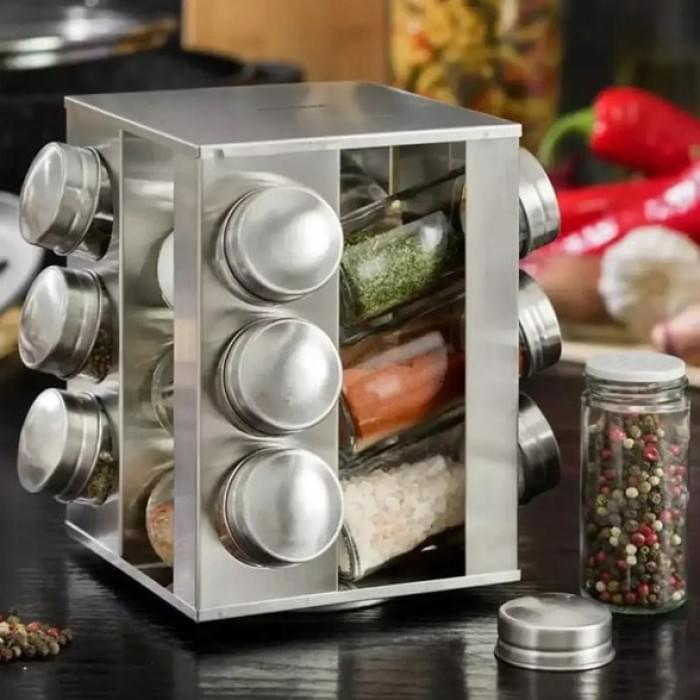 Банки для спецій прозорі UNIQUE 12 в 1, Диспенсери для сипучих продуктів, Прозорі посуди ZX-334 для спецій