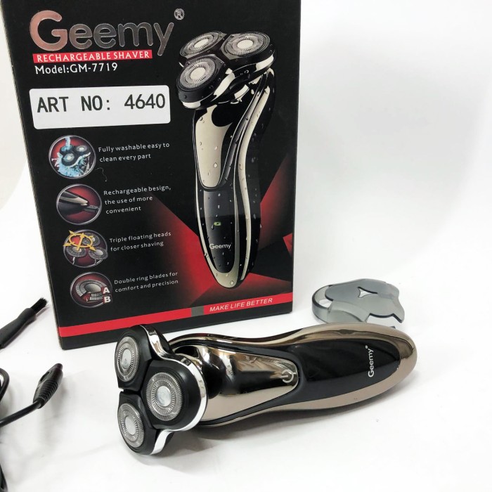 Професійне гоління Gemei GM-7719, Хороша бритва портативна, Чоловіча бездротова машинка WX-828 для бороди