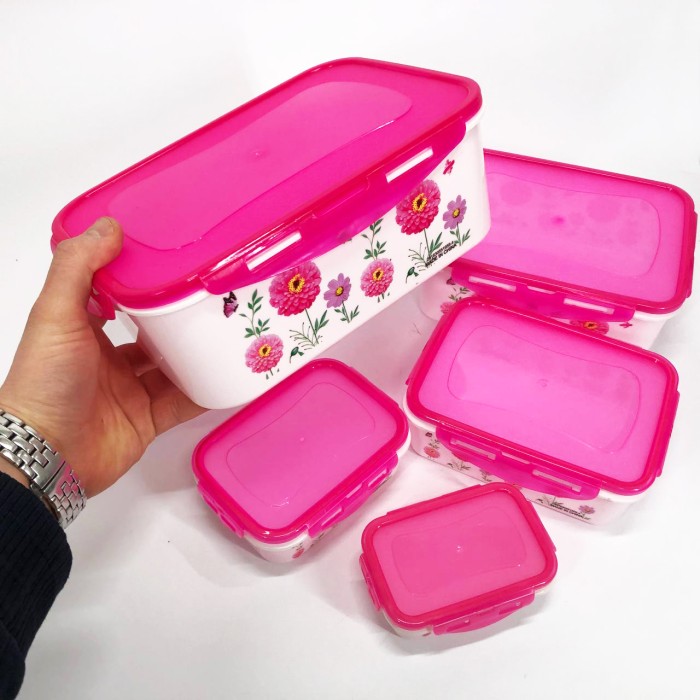 Набір контейнерів UNIQUE UN-1514 5шт. Колір: рожевий XM-78