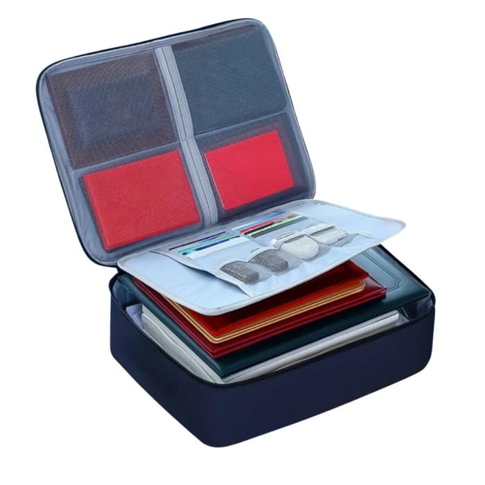 Дорожній кейс сумка органайзер для зберігання документів та гаджетів з кодовим замком. Колір: синій HB-85