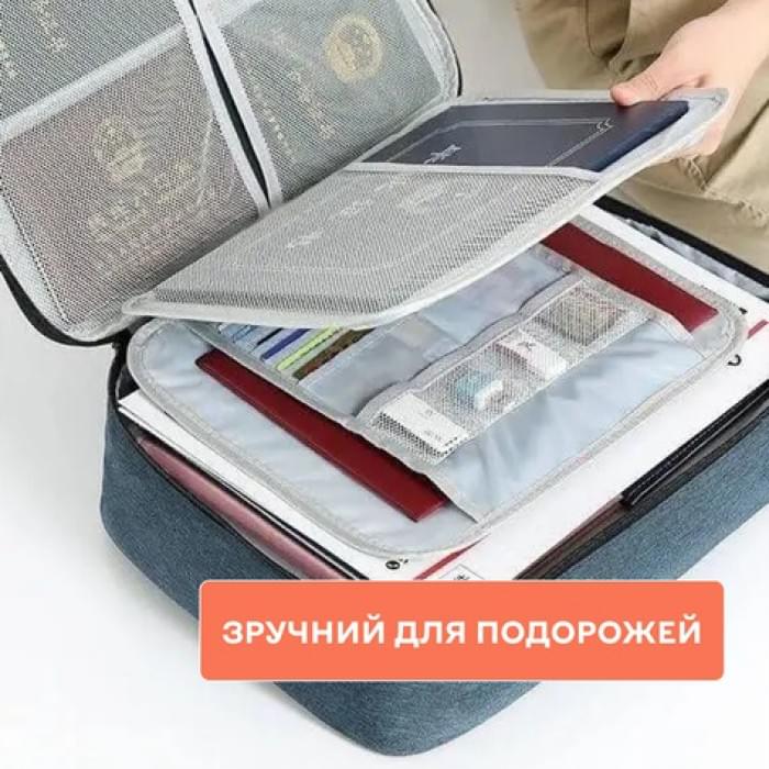 Дорожній кейс сумка органайзер для зберігання документів та гаджетів з кодовим замком. VR-111 Колір: синій