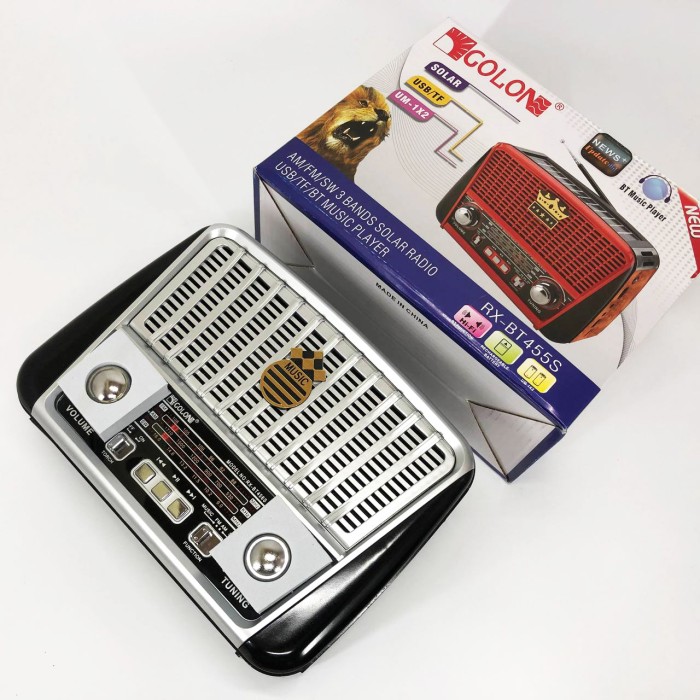 Радіоприймач акумуляторний Golon RX-456 із сонячною панеллю, Радіо приймач Black