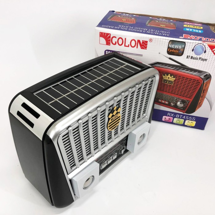 Радіоприймач акумуляторний Golon RX-456 із сонячною панеллю, Радіо приймач Black