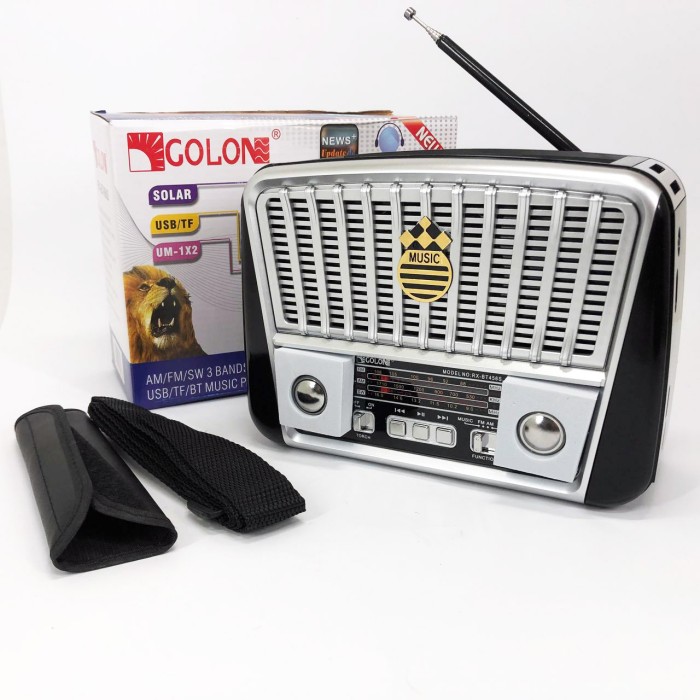 Радіоприймач акумуляторний Golon RX-456 із сонячною панеллю, Радіо приймач Black