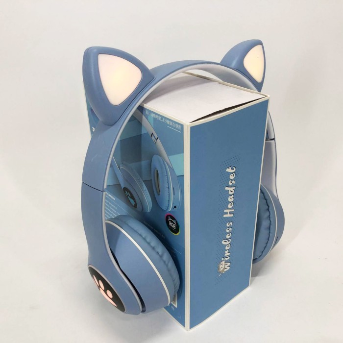 Bluetooth навушники дитячі Cat, Навушники з вушками для любителів котів Блютуз для дітей KM-67