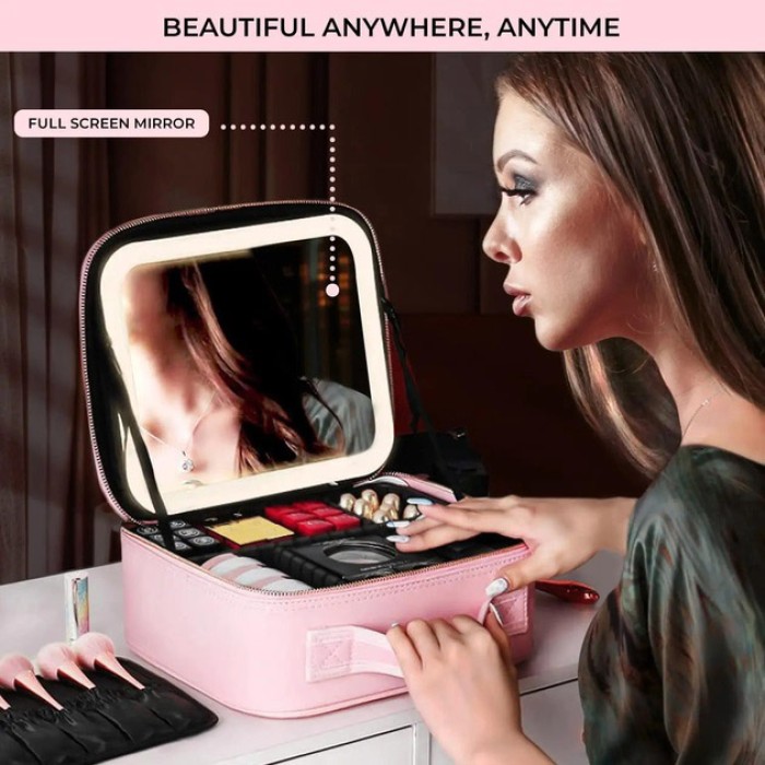 led, Косметичка з трьома відділеннями Портативна косметичка з дзеркалом чка валізка дзеркалом SR-55