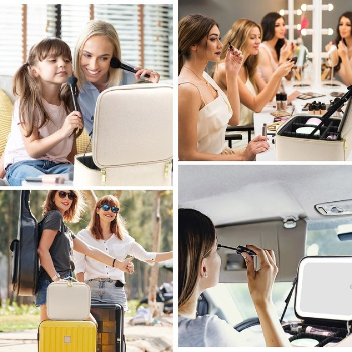 Косметичка з кишенями на блискавці, Кейс валізка для зберігання косметики, Органайзер для косметики SQ-34