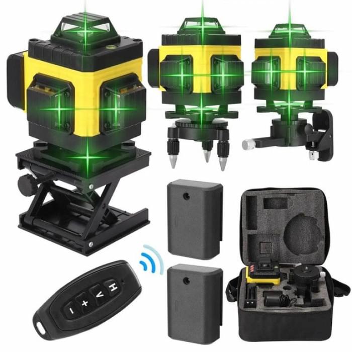 Рівень лазерний лінійний нівелір акумуляторний Laser 4D, 16 ліній, робоча відстань 30м, RN-649 у кейсі