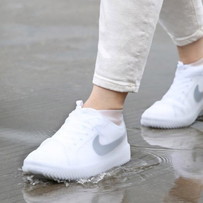 Багаторазові бахіли-чохли L (41-45 розмір) для взуття силіконові від води та бруду. Колір: білий AB-98