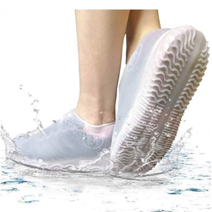 Багаторазові бахіли-чохли L (41-45 розмір) для взуття силіконові від води та бруду. Колір: білий YR-45