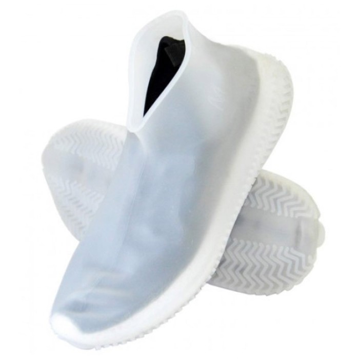 Багаторазові бахіли-чохли L (41-45 розмір) для взуття силіконові від води та бруду. Колір: білий YR-45