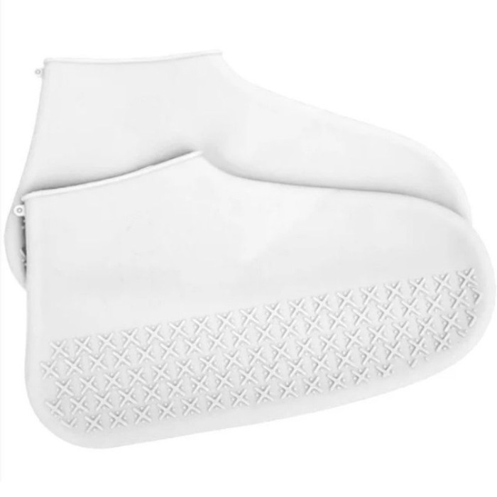 Багаторазові бахіли-чохли L (41-45 розмір) для взуття силіконові від води та бруду. Колір: білий YR-45