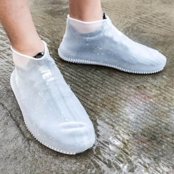 Багаторазові бахіли-чохли L (41-45 розмір) для взуття силіконові від води та бруду. Колір: білий YR-45