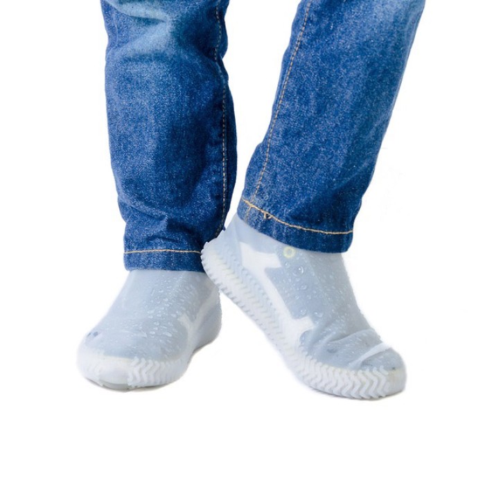 Багаторазові бахіли-чохли L (41-45 розмір) для взуття силіконові від води та бруду. Колір: білий YR-45