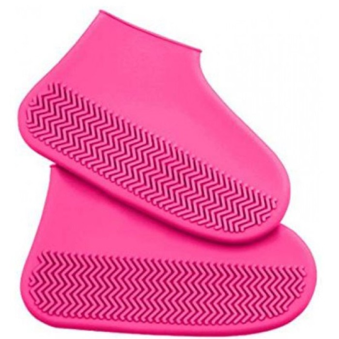 Багаторазові бахіли-чохли L (41-45 розмір) для взуття силіконові від води та бруду. Колір: рожевий LH-59