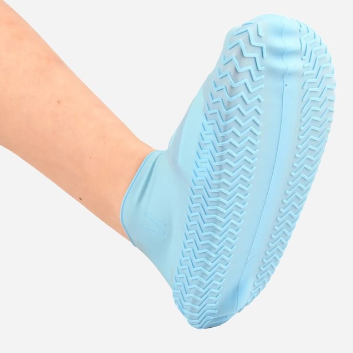 Багаторазові бахіли-чохли L (41-45 розмір) для взуття силіконові від води та бруду. Колір: блакитний QZ-37