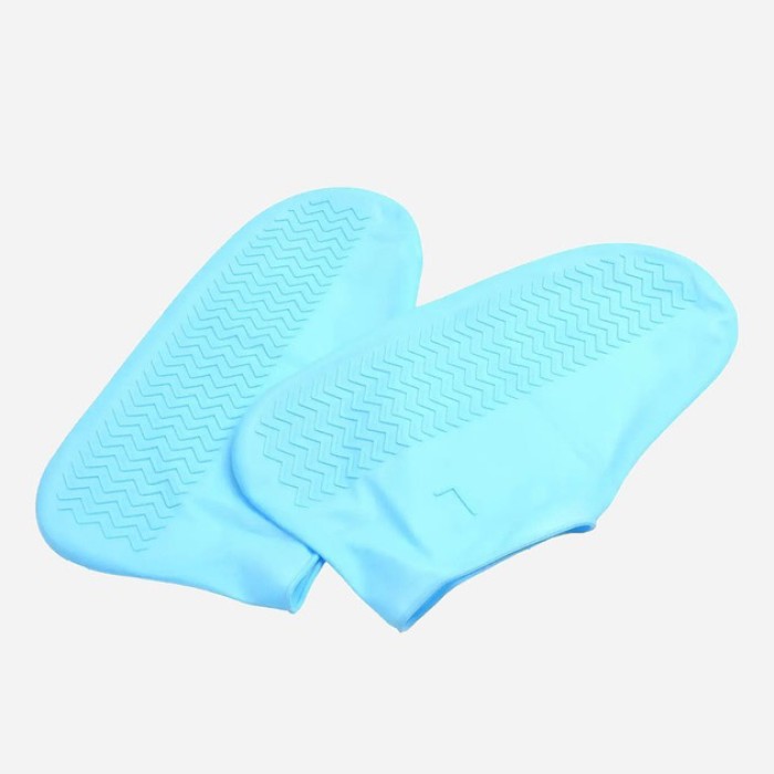 Багаторазові бахіли-чохли L (41-45 розмір) для взуття силіконові від води та бруду. Колір: блакитний QZ-37