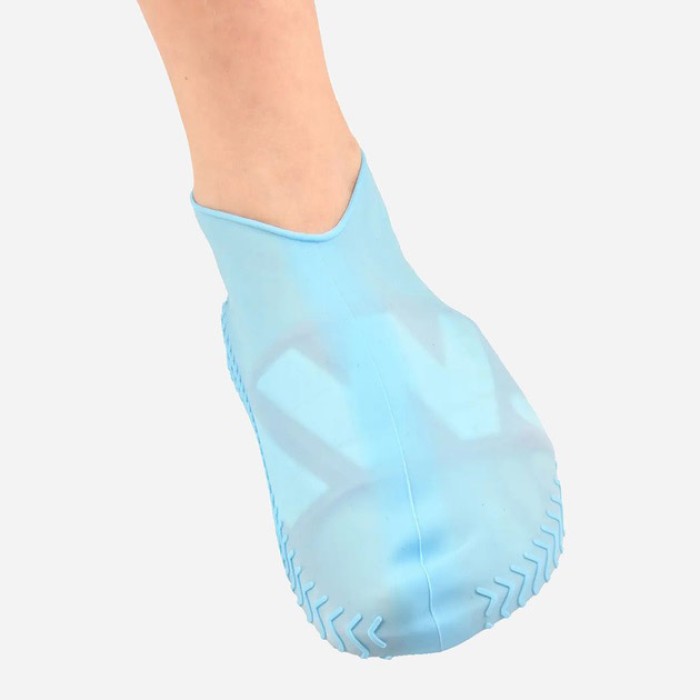 Багаторазові бахіли-чохли L (41-45 розмір) для взуття силіконові від води та бруду. Колір: блакитний QZ-37