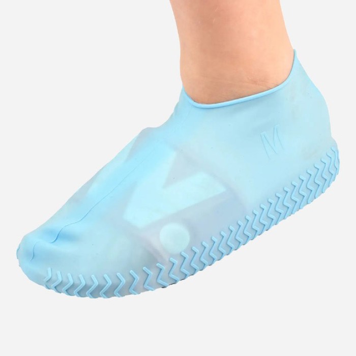 Багаторазові бахіли-чохли L (41-45 розмір) для взуття силіконові від води та бруду. Колір: блакитний TH-62