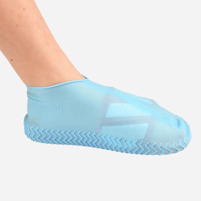 Багаторазові бахіли-чохли L (41-45 розмір) для взуття силіконові від води та бруду. Колір: блакитний TH-62