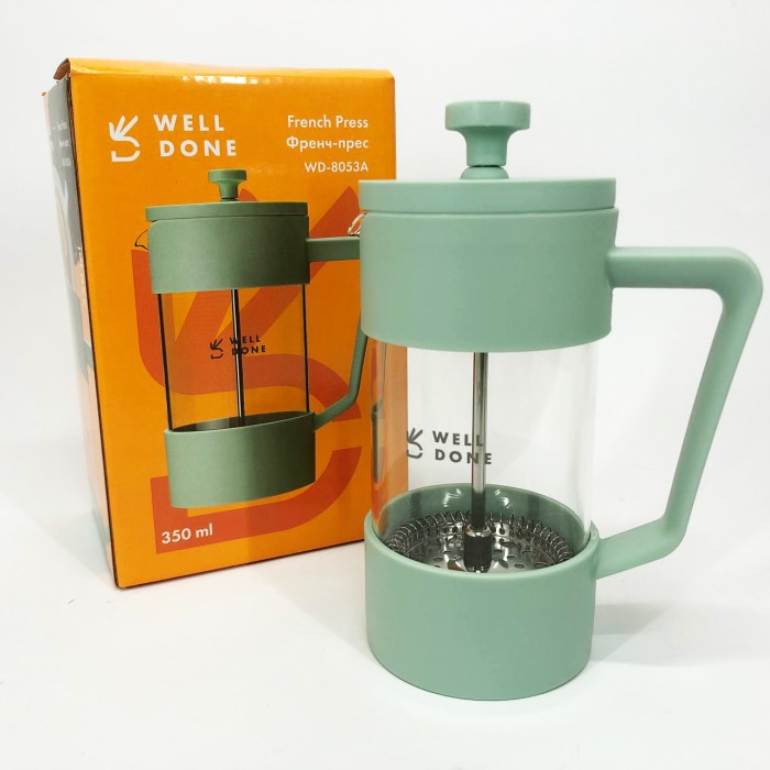 Чайник заварювальний френч прес Well Done WD-8053A 350 мл, Скляний чайник для кави та чаю DC-61