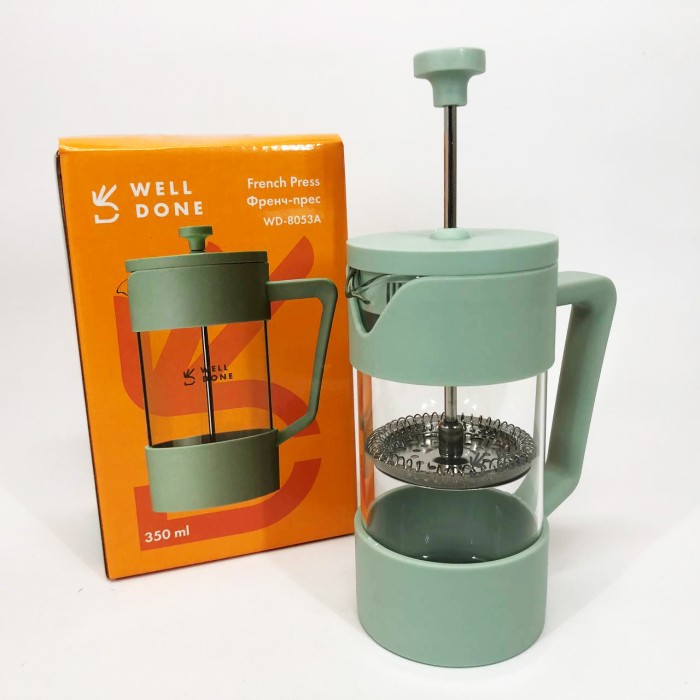 Чайник заварювальний френч прес Well Done WD-8053A 350 мл, Скляний чайник для кави та чаю DC-61