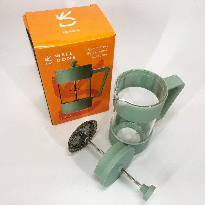 Чайник заварювальний френч прес Well Done WD-8053A 350 мл, Красивий заварник, Заварник скляний з пресом TF-47