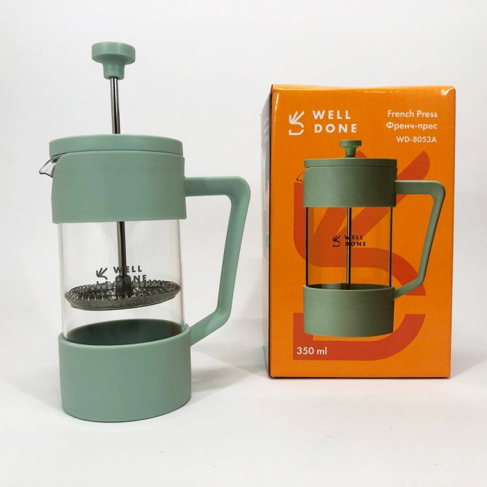 Чайник заварювальний френч прес Well Done WD-8053A 350 мл, Красивий заварник, Заварник скляний з пресом TF-47