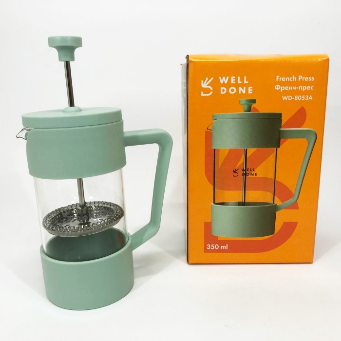 Чайник заварювальний френч прес Well Done WD-8053A 350 мл, Красивий заварник, Заварник скляний з пресом TF-47