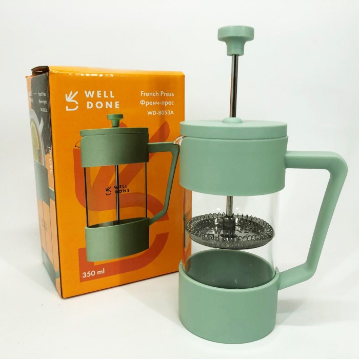 Чайник заварювальний френч прес Well Done WD-8053A 350 мл, Красивий заварник, Заварник скляний з пресом TF-47