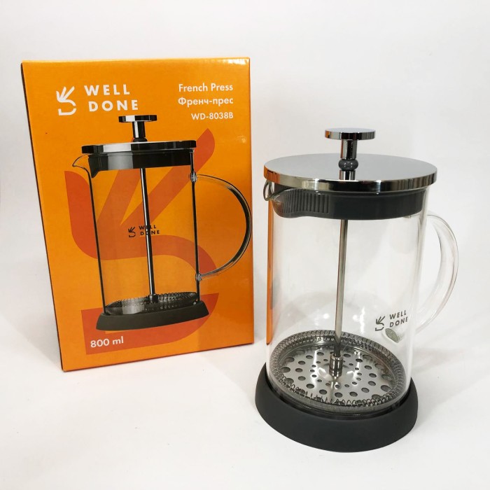 Чайник заварювальний френч прес Well Done WD-8038B 800 мл, Заварник френч-прес, Френч-прес красивий GS-41