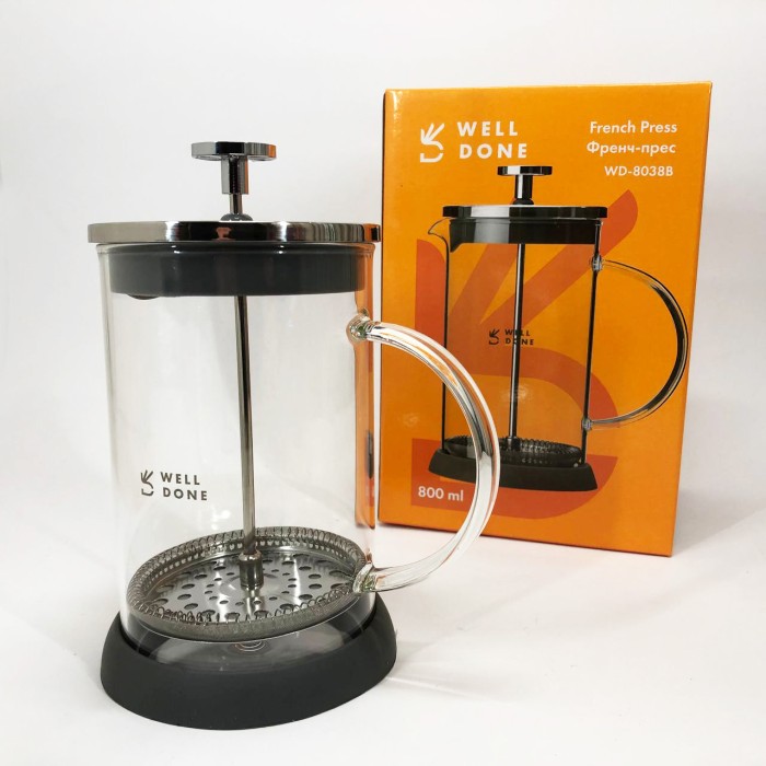 Чайник заварювальний френч прес Well Done WD-8038B 800 мл, Заварник френч-прес, Френч-прес красивий GS-41