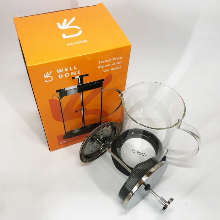 Чайник заварювальний френч прес Well Done WD-8038B 800 мл, Заварник френч-прес, Френч-прес красивий GS-41