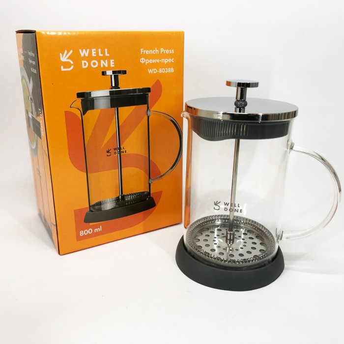 Чайник заварювальний френч прес Well Done WD-8038B 800 мл, Заварник френч-прес, Френч-прес красивий GS-41