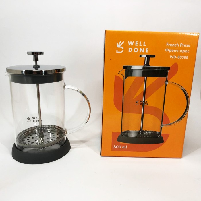 Чайник заварювальний френч прес Well Done WD-8038B 800 мл, Заварник френч-прес, Френч-прес красивий GS-41