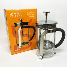 Чайник заварювальний френч прес Well Done WD-8018B 800 мл, Френч-прес для заварювання кави GA-23
