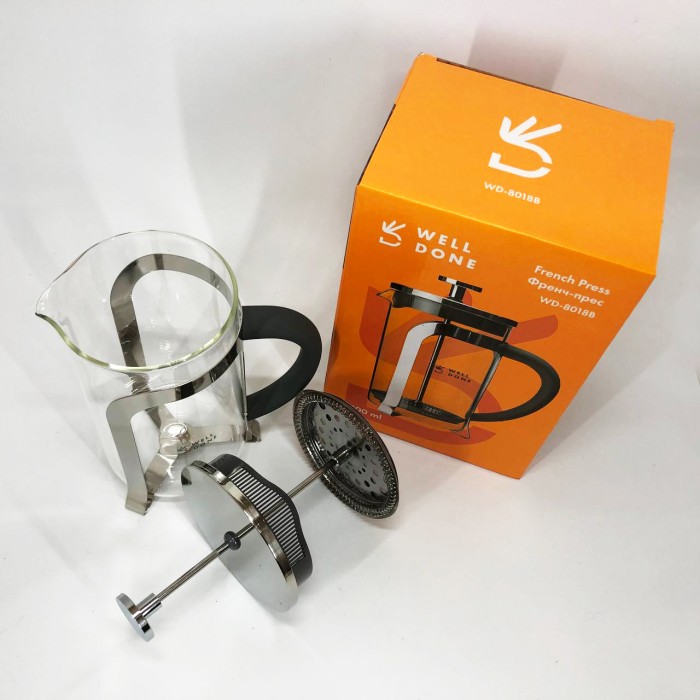 Чайник заварювальний френч прес Well Done WD-8018B 800 мл, Френч-прес для заварювання кави GA-23