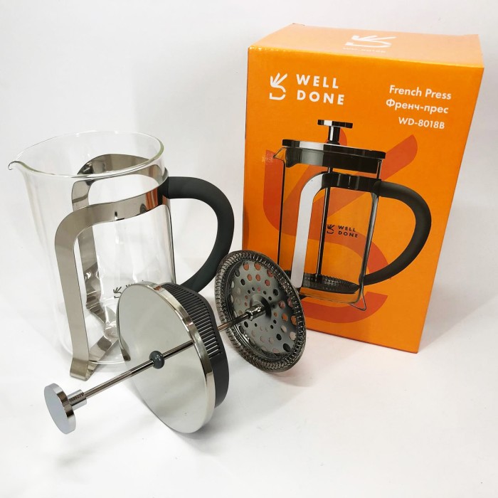 Чайник заварювальний френч прес Well Done WD-8018B 800 мл, Френч-прес для заварювання кави GA-23