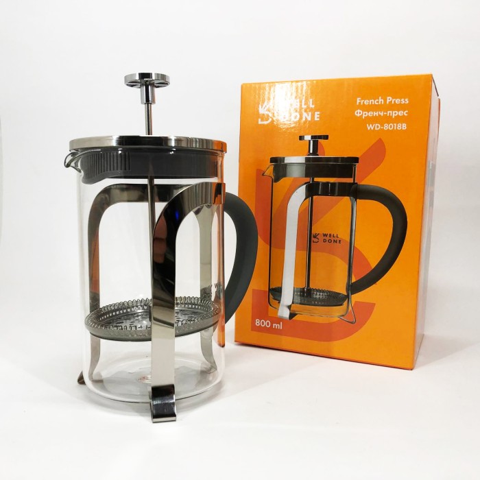 Чайник заварювальний френч прес Well Done WD-8018B 800 мл, Френч-прес для заварювання кави GA-23