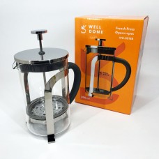 Заварник прозорий Well Done WD-8018B 800 мл, Заварники для заварювання чаю з пресом XS-38