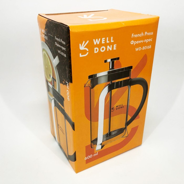 Френч-прес для френч-прес з легким доглядом Well Done WD-8016B 600 мл для ароматного чаю UG-87