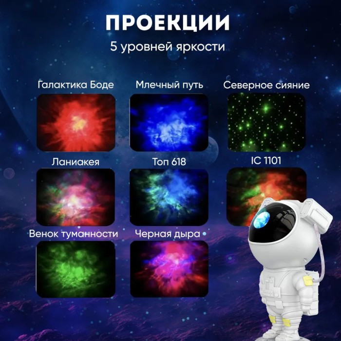 Нічник-проектор з ефектором зоряного неба, Проектор зоряного неба GO-915 галактики Астронавт